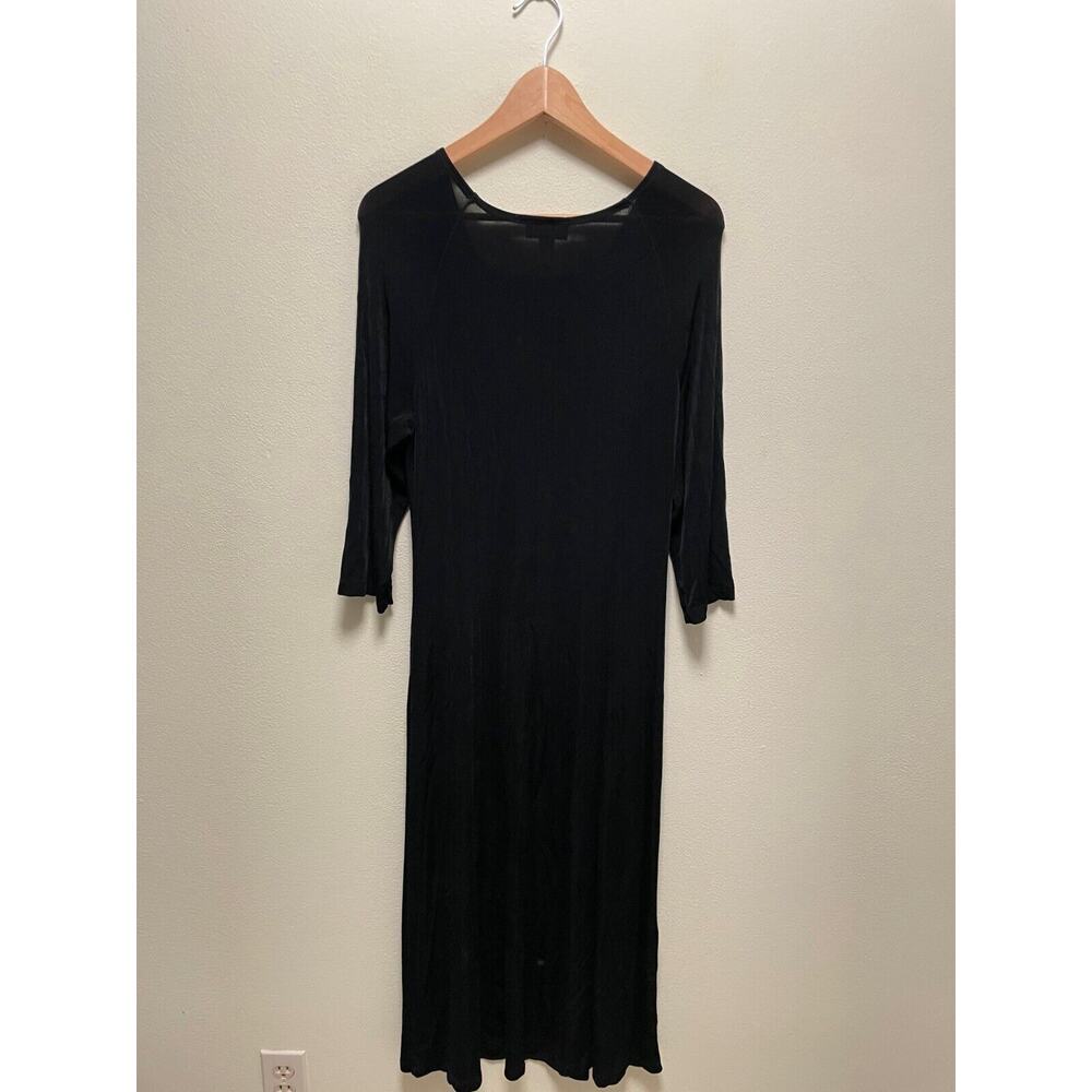 Coldwater Creek Women Maxi Dress Medium Black Slinky Stretch Long Sleeve Neutral - Picture 4 of 8